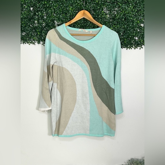 Soft Surroundings Sweaters - Soft Surroundings Sweater Womens XS Nina Aqua Marble Tunic Double Knit Com